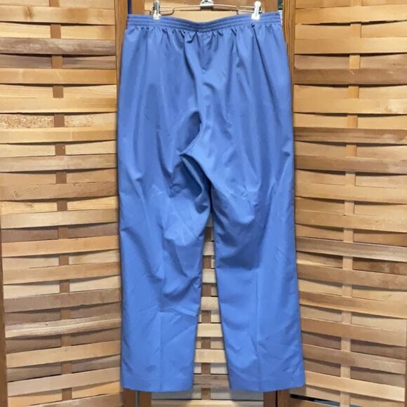 Alfred Dunner Blue Straight Leg Pants Women 14 Polyester Elastic Waist Pockets - Picture 2 of 6